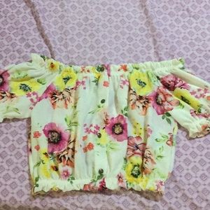 Floral Off The Shoulder Cropped Top